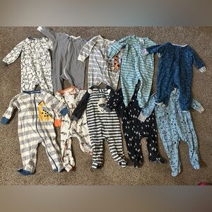 Mixed Blue & Gray Kids One-Piece Footies - Cozy Sleeper Set